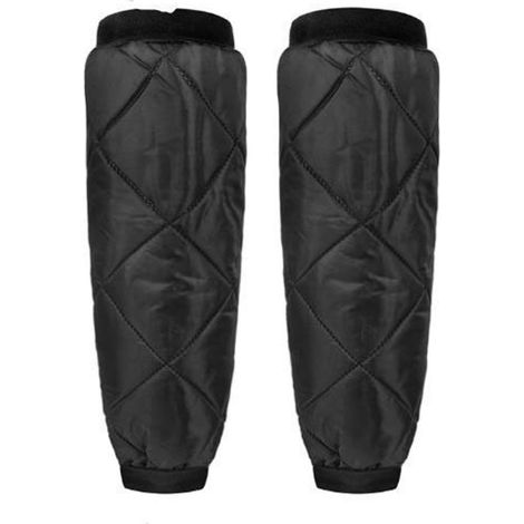 Guêtres - Guêtres d'hiver - Doublure polaire - Tissu Oxford - Guêtres zippées - Ouverture latérale zippée - Genouillères pour moto et vélo - Conviennent pour le snowboard et le vélo - 45 cm - Noir (1/5)
