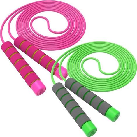 corde à sauter de fitness, corde à sauter réglable, convient aux activités de plein air ou de fitness (vert&rose,2 pcs) (1/4)