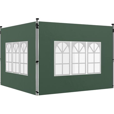 Ensemble de 2 panneaux latéraux pour tonnelle 3x3/3x4 m, paroi latérale avec fenêtre, étanche, vert