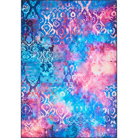 Tappeto a trama piatta in stile boho orientale motivi stampati multicolori 160 x 230 cm Orvella