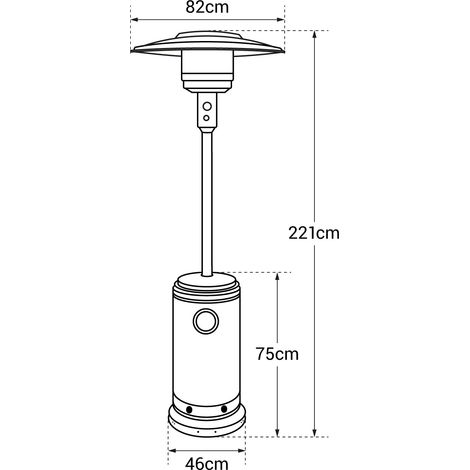 Happy Garden – Parasol chauffant OSLO – Gaz 12kW – Acier inox – Surface de chauffe 30m² – Housse de protection incluse — vue 4