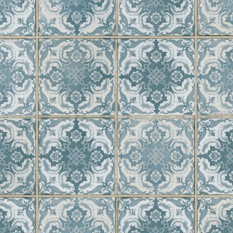 Carrelage Vintage effet Carreau ciment Vert Myrina 45x45x0,95 cm Azoria - Sol et mur intérieur (vendu par carton de 1 m²) - RO'MA CARRELAGE