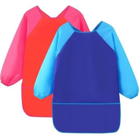Tablier Peinture Enfant - 2PCS - Imperméable - Manches Longues - 3 Poches - 5-10 ans (1/4)