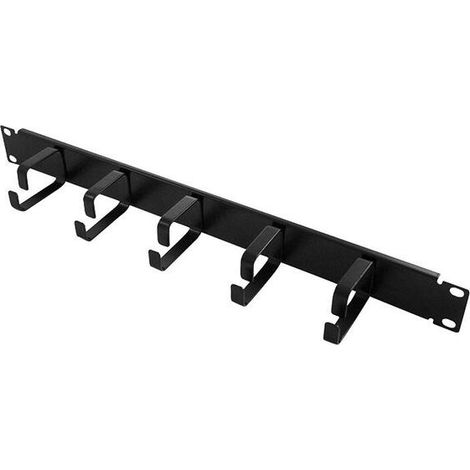 Organizador de cables de 19 pies, 1U, 5 asas, negro