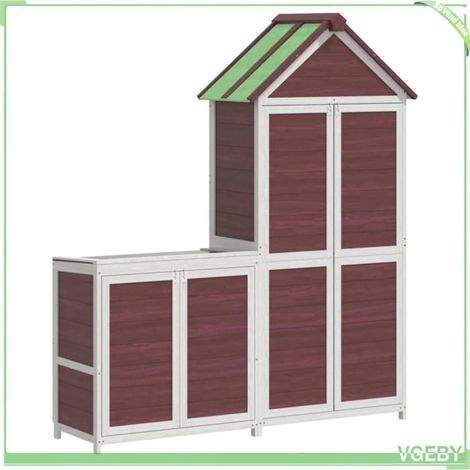Ensemble de remise à outils de jardin - FAFEICY - 172251 - Bois de pin massif - Moka (2 pcs) - Toit incliné étanche (1/5)