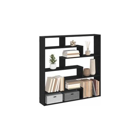 Étagère cube murale 7 compartiments noir bois d'ingénierie (1/5)