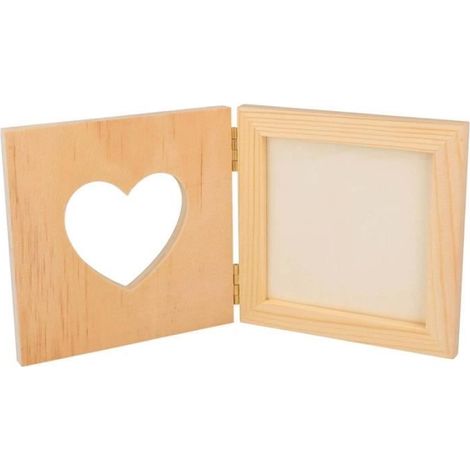 Cadre photo pliable en bois - Coeur - 12,5 x 25 cm