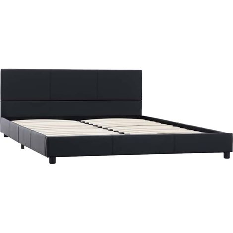 Maison Exclusive - Bettgestell Schwarz Kunstleder 140x200 cm (1/5)