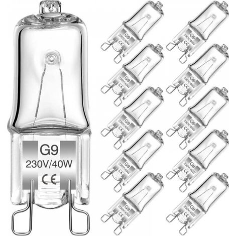 G9 Ampoules Halogènes, 40W Capsule Transparente Lampe Halogène G9 Ampoules 2 Broches Blanc Chaud 2700K pour Plafonnier, Lustres, Comptoirs, Armoires, Placard - Dimmable (Lot de 10) (1/5)