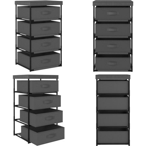 Étagère de rangement avec 4 paniers en tissu Acier Gris - Étagère De Rangement - Meuble De Rangement - Bibliothèque - Rangement Intérieur - Organisation - Home & Living (1/5)