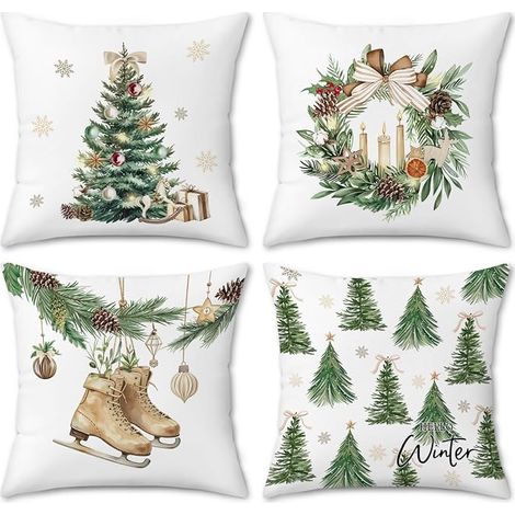 Housse de Coussin 45x45 cm Vert Kaki Hiver Décor (1/5)