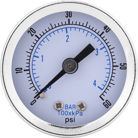 Pneumatic and Hydraulic Pressure Gauge 1/8" NPT Pressure Gauge 40mm Dia Pressure Tester D' 0-60PSI/0-4bar (1/5)