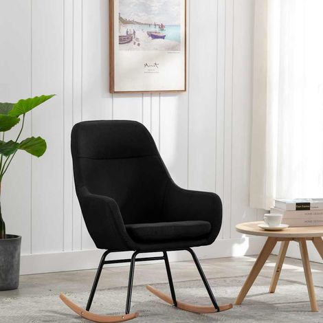vidaXL Silla mecedora de tela negra (1/4)