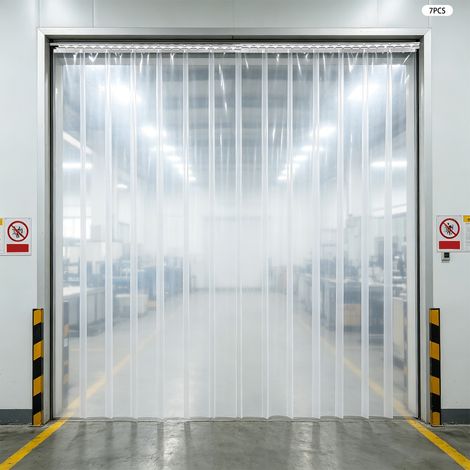 Rideau À Lanières PVC, Rideau Porte Isolant 105 x 200 cm, Épaisseur 2 mm, PVC Transparent, Anti-courant D’air, Pour Entrepôt, Usine, Chambre Froide, Installation Facile Avec Accesso (1/5)