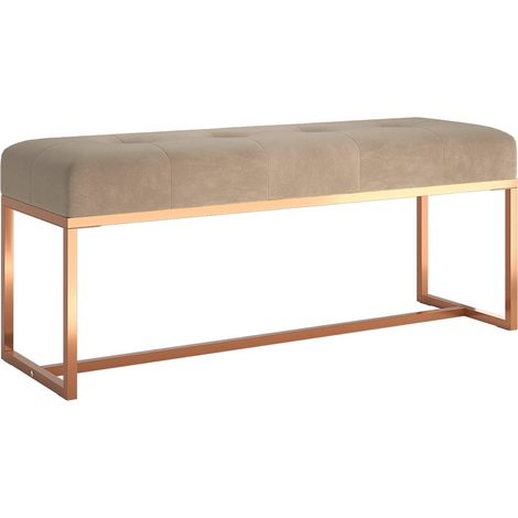 Banco de terciopelo beige 110x36x45 cm vidaXL