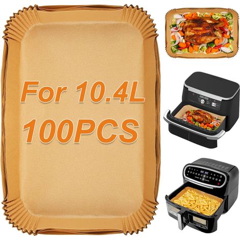 100 Doublures Friteuse À Air, Papier Sulfurisé Rectangulaire, Résistant Chaleur 232°C, Pour Ninja Flexdrawer Duronic (1/5)