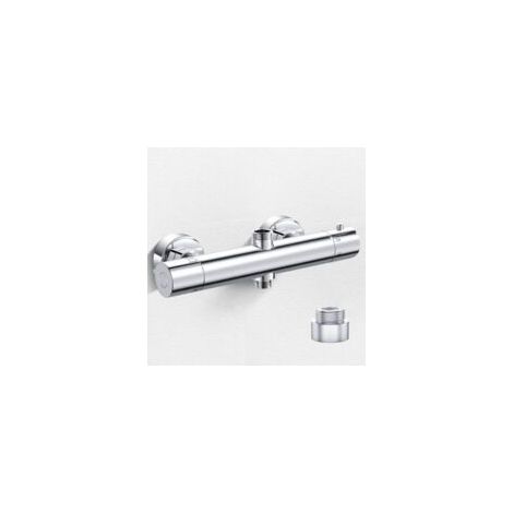 Valvola termostatica per doccia con doppia uscita, adatta per docce e colonne, uscita superiore da 3/4 di pollice BSP (26,4 mm) + uscita inferiore da 1/2 pollice BSP (21 mm), valvola termostatica per (1/4)