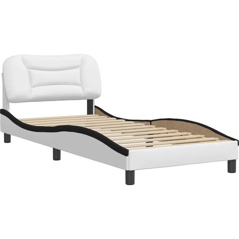 Estructura de cama sin colchón Hvar cuero sintético blanco y negro vidaXL (1/4)