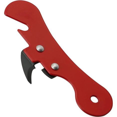 Manual can opener, easy to open beer cans and bottles, portable household tool, 10 x 2 cm (red) (1/5)