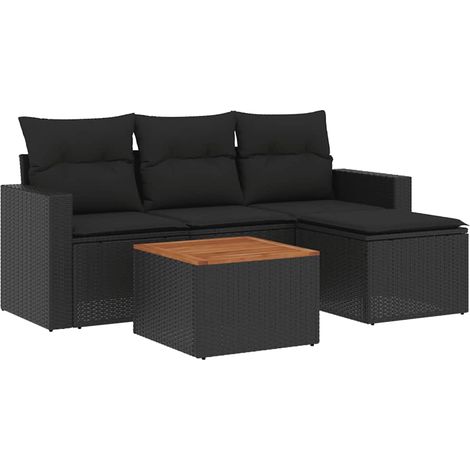 Maison Exclusive - Set de muebles de jardín 5 pzas y cojines ratá (1/5)