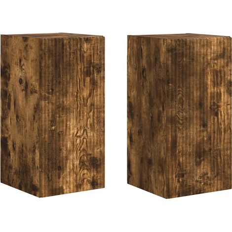 Mueble TV de pared moderno ahorrador de espacio con almacenamiento discreto 30 x 31 x 60 cm de madera contrachapada roble ahumado 020054960 (1/5)