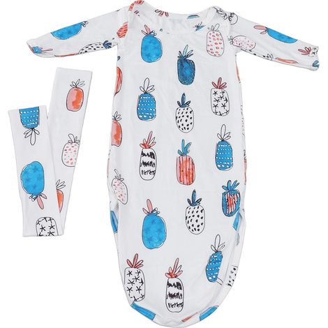 Bonnet en maille bébé, pyjama doux respirant pour nourrisson, avec bandeau ananas, confortable et moelleux. (1/5)