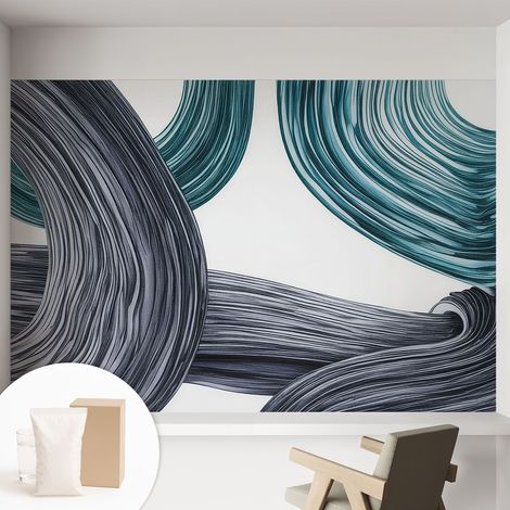 Tapete Vliestapete mit Kleber- abwaschbar - Raumgestaltung  Schlafzimmer Wohnzimmer Tapete Fließende Linien 152x104 cm (1/5)