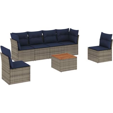 vidaXL Set Divani da Giardino 7 pz con Cuscini Grigio in (1/5)