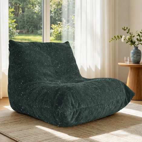 Fauteuil pouf en forme de chenille volante en tissu vert 90 x 100 x 80 cm (1/5)