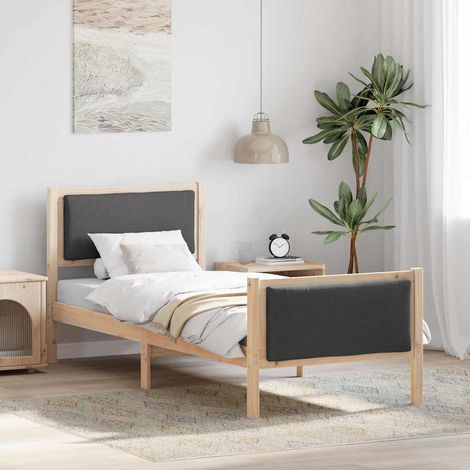 Bettrahmen mit Kopfteil Dunkelgrau 75 x 190 cm Stoff (1/5)