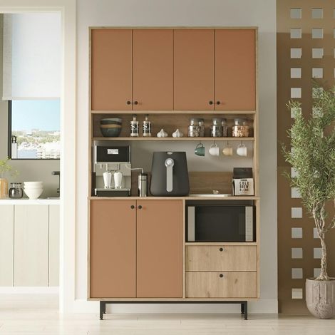 Buffet cuisine niche micro-ondes  6 portes H 205 cm JENA