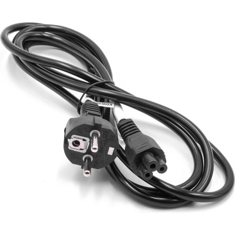 vhbw Netzkabel Schutzkontaktstecker kompatibel mit Vorwerk Kobold VR300, VR100, VR200 - C5 Micky Mouse Kleeblatt Buchse, 2 m (1/2)