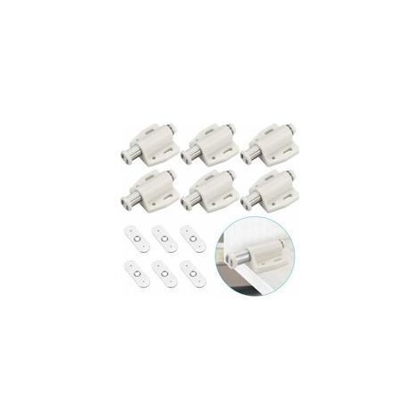 6 PCS Loqueteau Magnétique à Pression Loquet Aimanté en Plastique Loquet Magnétique à Fermeture Douce pour Porte Cabinet Tiroir Placard Coulissante Chambre Cuisine Salle de Bain - Blanc (1/5)
