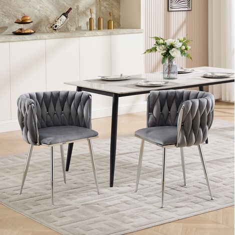 Barhocker 66,0 x 44,5 x 52,0 cm in Grau aus Stoff, 2er-Set mit niedriger Rückenlehne und stabilem Gestell (1/5)