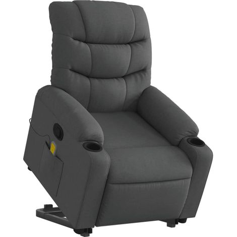 Sillón relax TV reclinable función masaje función elevación eléctrica en tela gris oscuro DEC026945 (1/5)