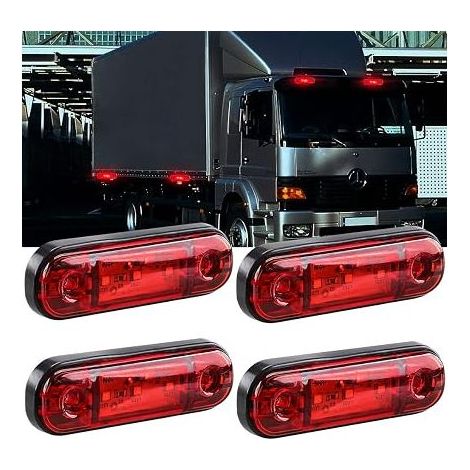 LED indicateur de position latérale avant arrière feux de position latéraux 12 V pour camion camping-car camion RV feux de position (rouge) (1/5)