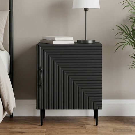 Table de chevet noire avec rangement, bois d’ingénierie, 43 x 34,5 x 50 cm - PANGIVO (1/5)
