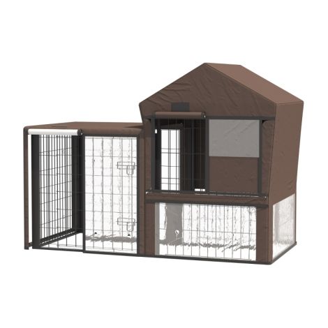 Water-Resistant Rabbit Hutch Cover for Guinea Pig Cage, Breathable Pet Protector in Brown (1/5)