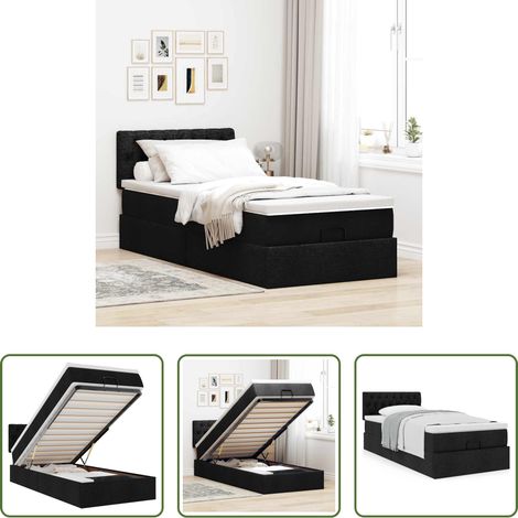 vidaXL Stauraum -  Ottoman-Bett mit Matratze Schwarz 90x200 cm Stoff (1/5)