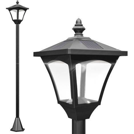 Luminaire extérieur lampadaire sur pied solaire lampadaire lanterne classique LED 30 Lm dim. 15L x 15l x 120H cm noir (1/5)