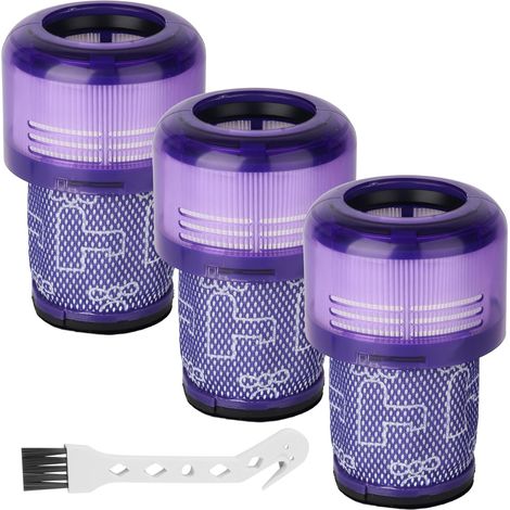 Ersatz Filter für Dyson V12 Detect Slim Staubsauger,Absolute Extra/Total Clean/Fluffy Zubehör Hinterer Filter Ersatzteil 971517-01(3 Stück Hepa Filter 1 Reinigungsbürste)