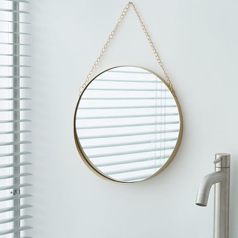 Miroir de Maquillage Rond pour Salle de Bain, Cadre en Doré avec Chaîne Suspendue, pour Salon, Chambre à Ccoucher (Doré) (1/5)