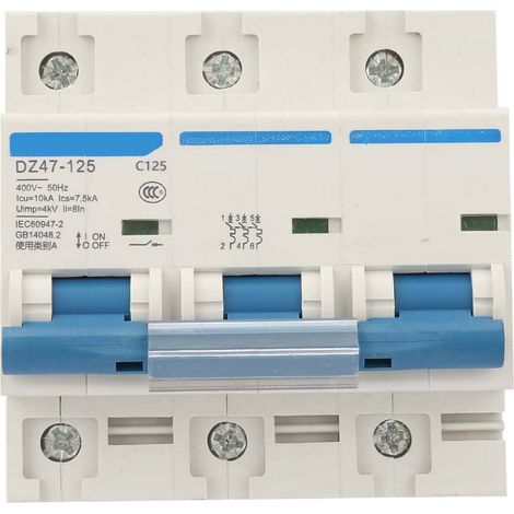 Disjoncteur De Courant 3P 400V 125A Protection Fuite Surcharge Court-Circuit Pour Maison Et Chantier (1/5)