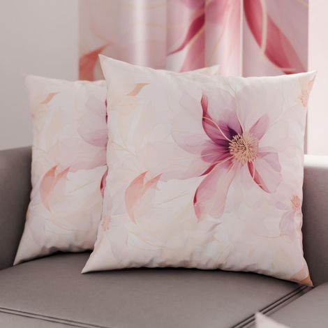 Lot de 2 Taies d'Oreillers 40x40 cm 100% Microfibre Hypoallergénique, Housse Oreiller Rectangulaire Motif Floral Rose, Paquet de 2 (1/3)
