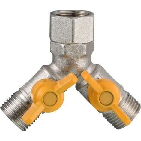 3-way diverter valve 1/2" brass with shut-off valves for shower head and shower arm DSF009A (1/5)