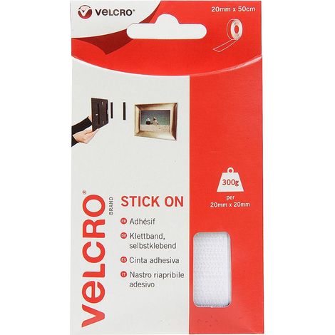 VELCRO® VEL-EC60224 Nastro a strappo da incollare Lato morbido e lato rigido (L x L) 500 mm x 20 mm Bianco 0.5 m (1/4)