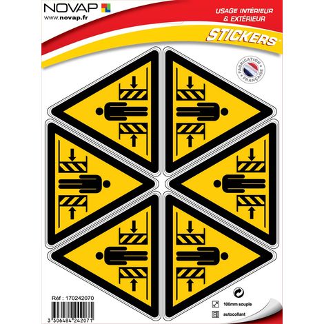 Planche 6 Pictogrammes Triangle 100mm - Danger d'Ecrasement - 4242071