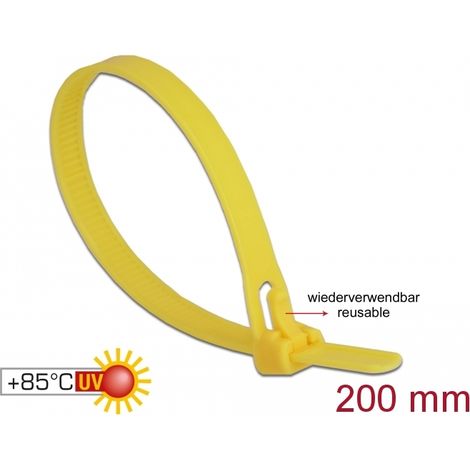 Delock bridas reutilizables resistentes al calor la 200 x an 7,5 mm 100 piezas amarillo