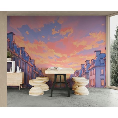 Papier peint Paris – Rue au crépuscule - 150 x 250 cm (1/2)