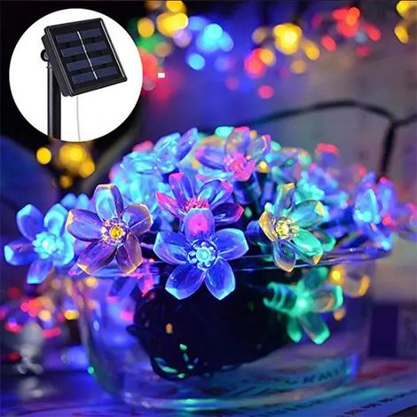Lumineuse solaire étanche, 8 modes, 12m 100 LED, fleur, jardin, fleur, éclairage, fête, décoration de la maison, extérieur (1/4)
